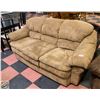 Image 1 : BROWN MICROFIBER SOFA FEATURES PLUSH, PILLOWED ARM