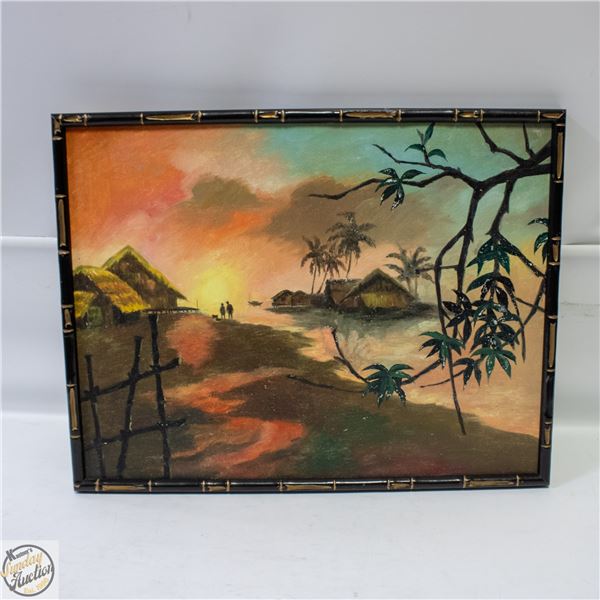 MID 20TH CENTURY TROPICAL SUNSET LANDSCAPE