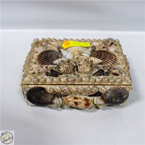 ANTIQUE SHELL JEWELRY BOX