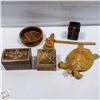 Image 1 : WOOD BOXES & WOOD ORNAMENTS LOT