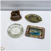Image 1 : 4 VINTAGE BRASS & GLASS ASHTRAYS