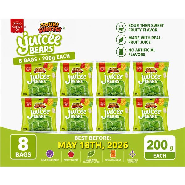CASE WITH 8 200G BAGS OF DARE SOUR BEARS