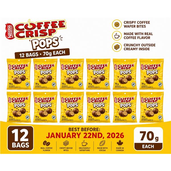 BOX WITH 12 70G BAGS OF COFFEE CRISP POPS