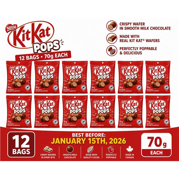 BOX WITH 12 70G BAGS OF KIT KAT POPS
