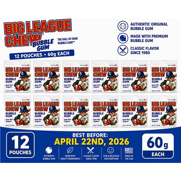 CASE WITH 12 60G POUCHES OF ORIGINAL BIG LEAGUE