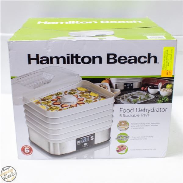 HAMILTON BEACH 5 STACKABLE TRAYS DEHYDRATOR IN BOX