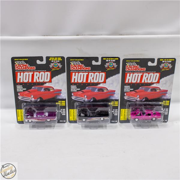 3 PACK OF HOTROD CARDS 1/64 SCALE