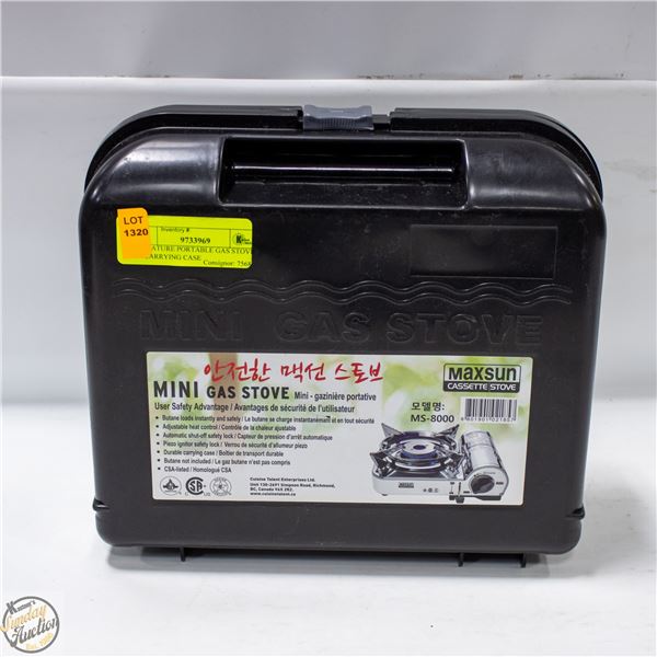 MINIATURE PORTABLE GAS STOVE IN CARRYING CASE