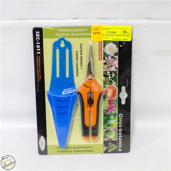 CURVED BLADE PRECISION PRUNER WITH SHEATH