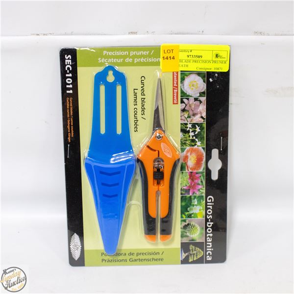 CURVED BLADE PRECISION PRUNER WITH SHEATH