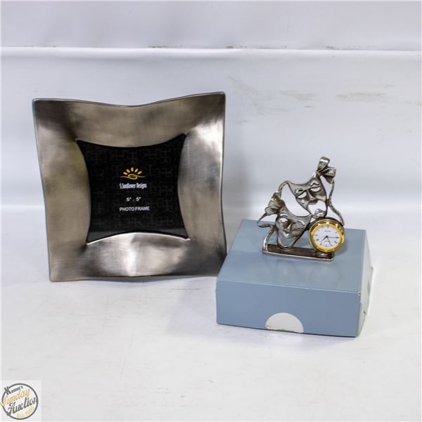 SEAGULL PEWTER CLOCK & PHOTO FRAME