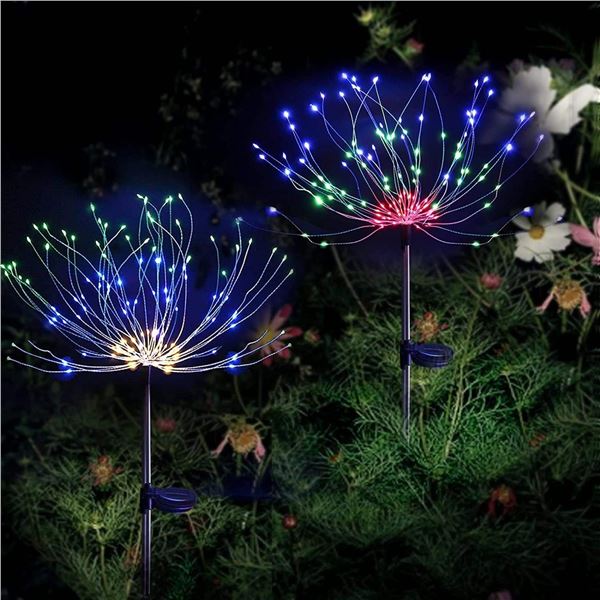 PACK OF TWO SOLAR FIREWORKS 8 MODES 150LED COLORED