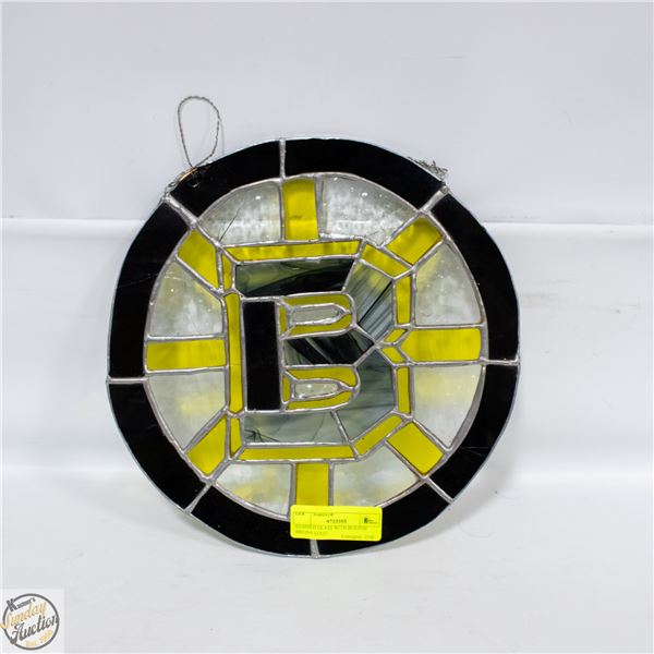 STAINED GLASS WITH BOSTON BRUINS LOGO 12" DIAMETER