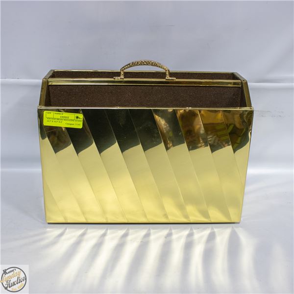 VINTAGE BRASS MAGAZINE STAND 10.5" X 14.5" X 6"