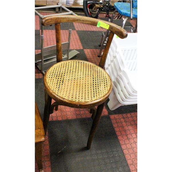VINTAGE WOOD CHAIR WITH WEAVE SEAT