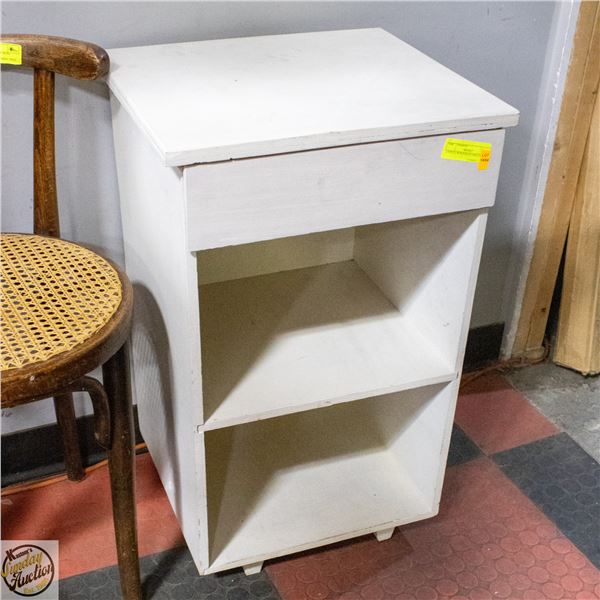 2 WHITE WOOD BOOK SHELVES