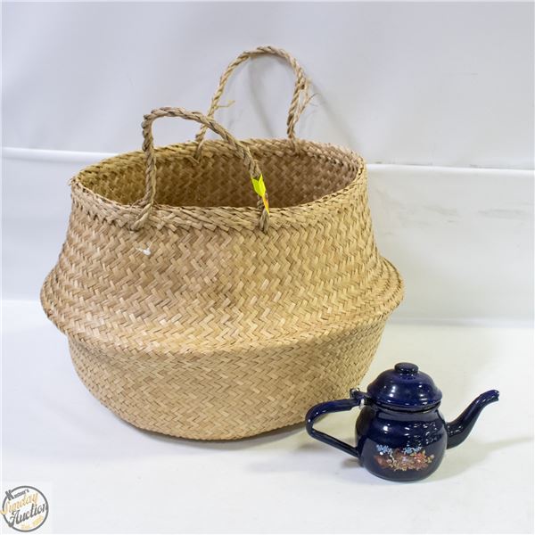 HAND WOVEN UNUSED BASKET SOLD WITH