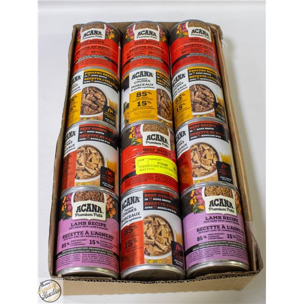 12X363G CANS ACANA DOG FOOD- BEEF PATE,