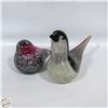 Image 1 : 2 HEAVY GLASS DECOR BIRDS MURANO STYLE