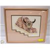 Image 1 : 18" X 22" NAVAJO SKULL LARGE PETIT POINT FRAMED