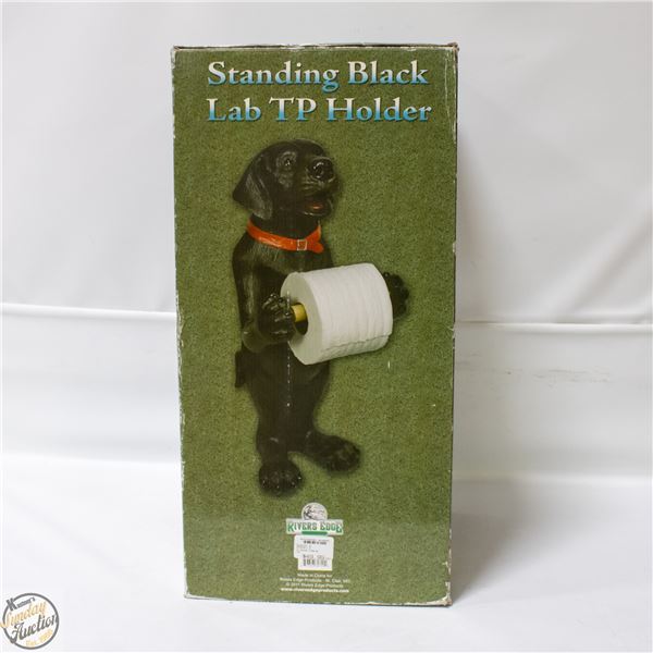 STANDING BLACK LAB TOILET PAPER HOLDER