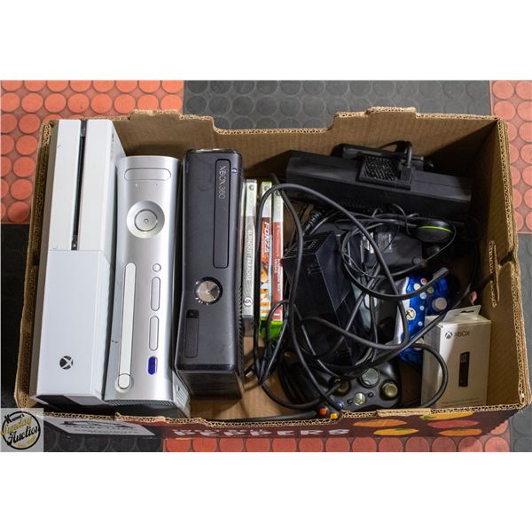 XBOX MULTI CONSOLE, GAMES+ACCESSORY LOT