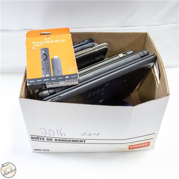 BOX OF LAPTOPS/TABLETS/ETC SOLD AS IS UNTESTED
