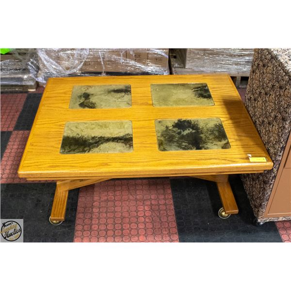 SOLID WOOD COFFEE TABLE H-17.75" W-30.5"