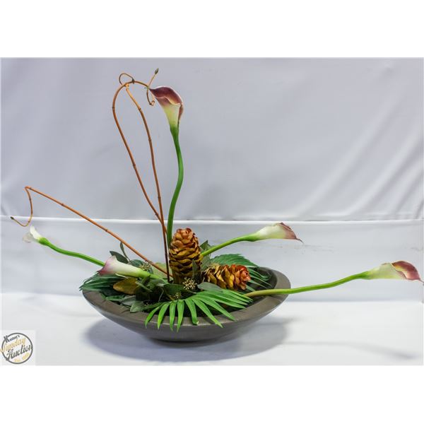 ARTIFICIAL TROPICAL LOW BOWL FLORAL CENTERPIECE