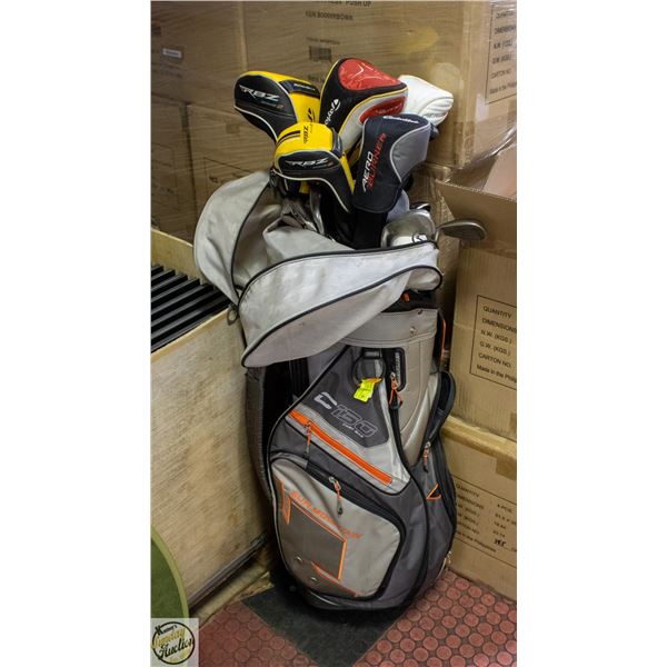 ESTATE GOLF BAG WITH VARIOUS CLUBS WITH