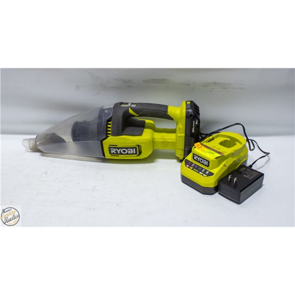 RYOBI VACUUM WITH BATTERY AND CHARGER