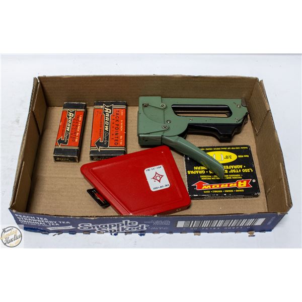 VINTAGE ARROW STAPLEGUN W/STAPLES+DRILL BIT SET
