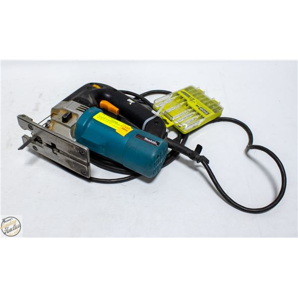 MAKITA VARIABLE SPEED JIG SAW + RYOBI BLADE SET