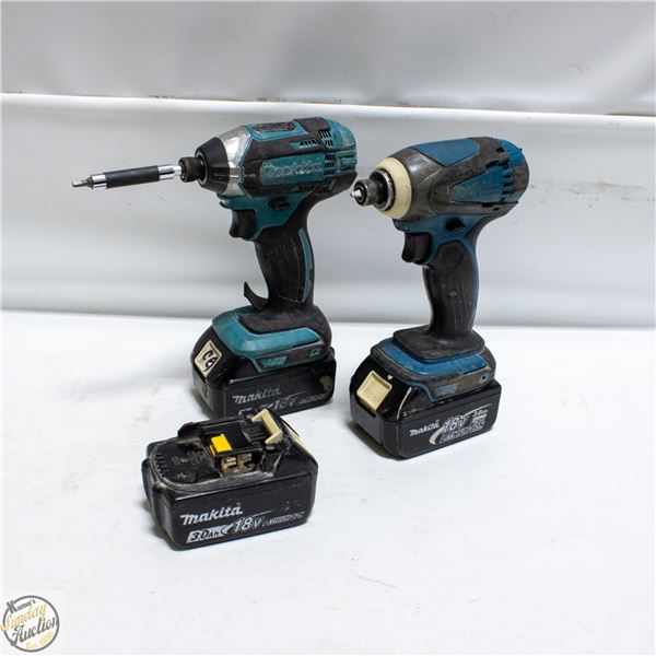 2 MAKITA 18V DRILLS + 3 BATTERIES