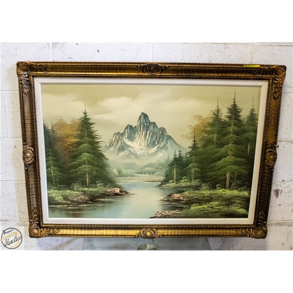 VTG. OIL ON CANVAS MOUNTAIN LANDSCAPE PAINTING