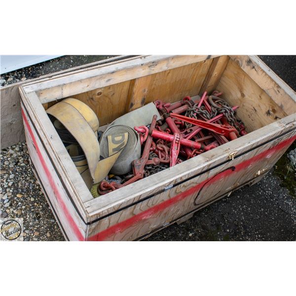 CRATE OF STRAPS CHAINS AND SWITCHES
