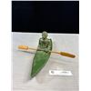 Image 1 : A Very Nice Inuit Carving of Man in Kayak with Wooden Paddle