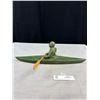 Image 2 : A Very Nice Inuit Carving of Man in Kayak with Wooden Paddle