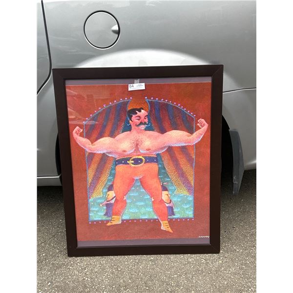 Vintage Circus Strong Man Framed Print 27"x34" NO SHIPPING