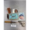 Image 1 : Vintage Collectible Lot Players Tobacoo Tin Knives Kick Tracy Gun Wacky Stickers