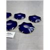 Image 3 : Lot of 7 Vintage Glass Bobeches Candle wax Catchers Cobalt Blue with Gold Trim