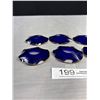Image 3 : Lot of 6 Vintage Glass Bobeches Candle wax Catchers Cobalt Blue with Gold Trim