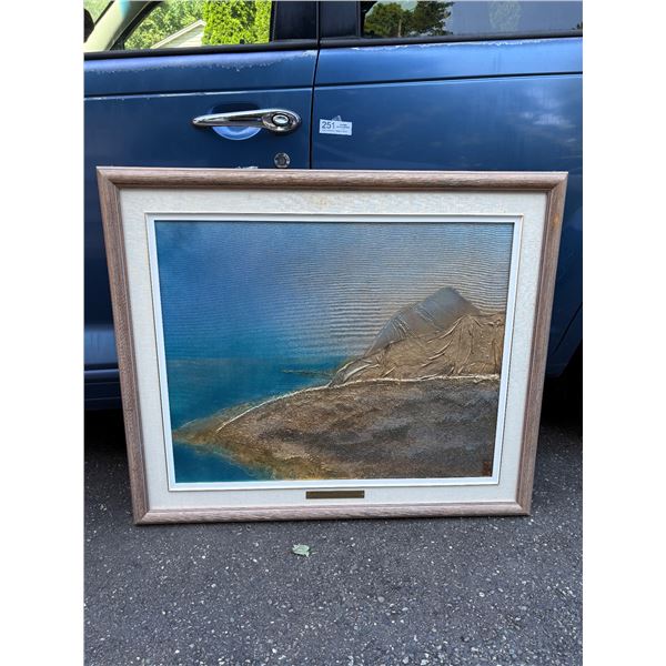 Nicely Framed "The Pranaland II Cheslav Gladyszewski 1992" Acrylic Water Colour Gold Leaf Burlap & V