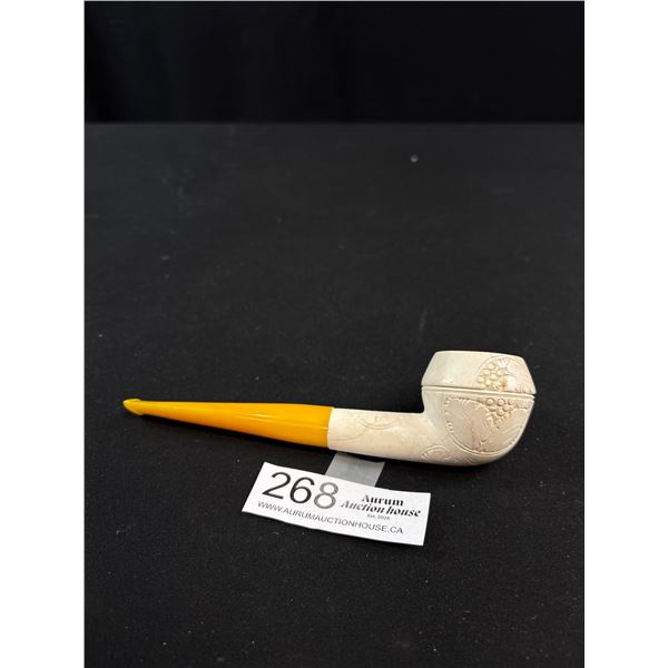 Vintage Meerschaum Pipe with Amber Colored Stem
