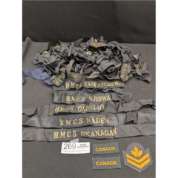 Large Lot of Canadian WW2 and Newer Navy Ship Hat Bands