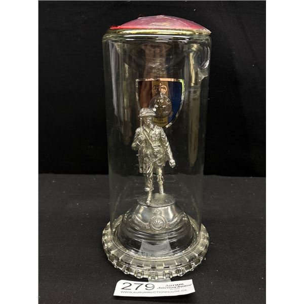 Commemorative Canadian Princess Patricia's Soldier on Stand In Museum Case