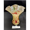 Image 1 : A VIBRANT Vintage Hand Blown Art Glass "Confetti" Vase Handkerchief-Style Ruffled Rim