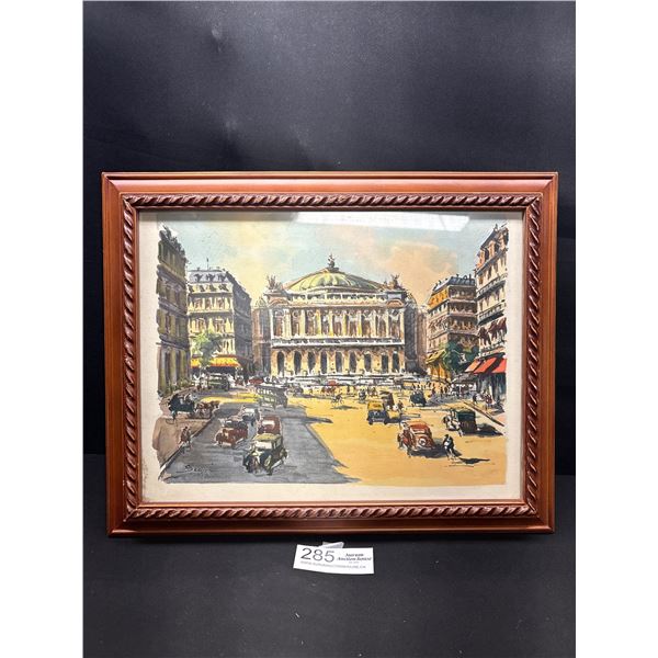 Nicely Framed Watercolor By French Artist Siguie Paris Opera House No Shipping