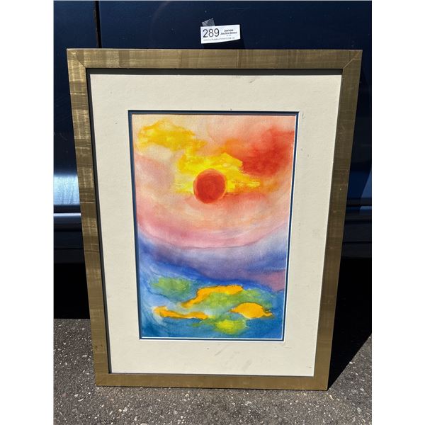 A Vibrant Colored Sun Painting Proffesionaly Framed Special Glass No Shipping