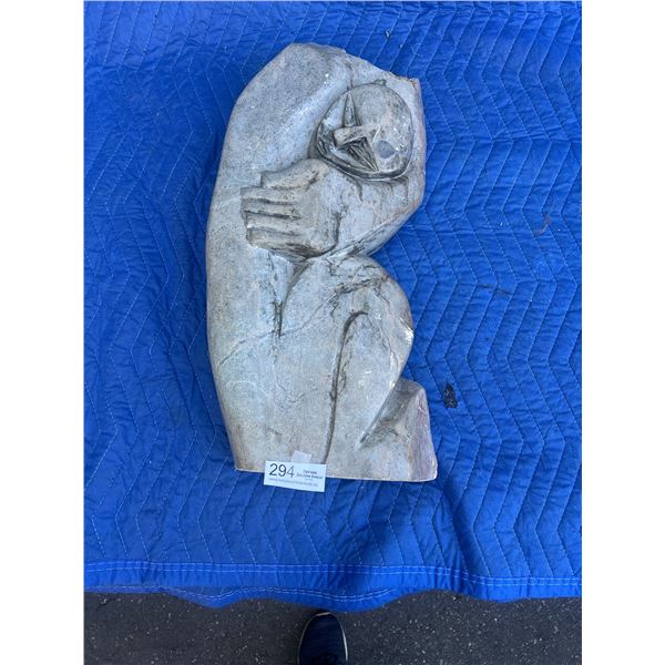 Nice Stone Carving Face with Hand Laying Down Signed NO SHIPPING